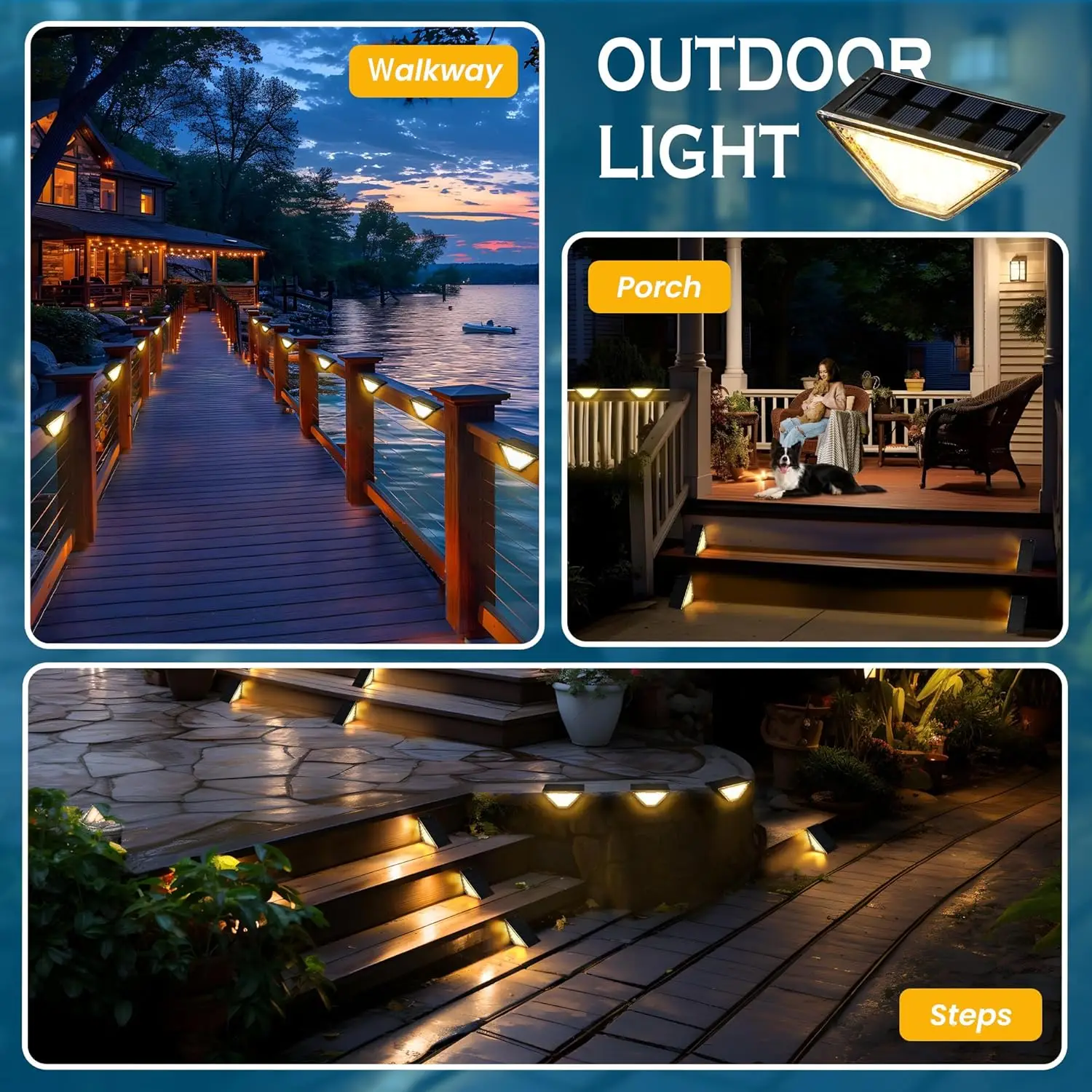 Solar 24LED Walkway Light Warm Light White Light Stair Light Garden Light Outdoor Waterproof Step Light Garden Stair Step Light