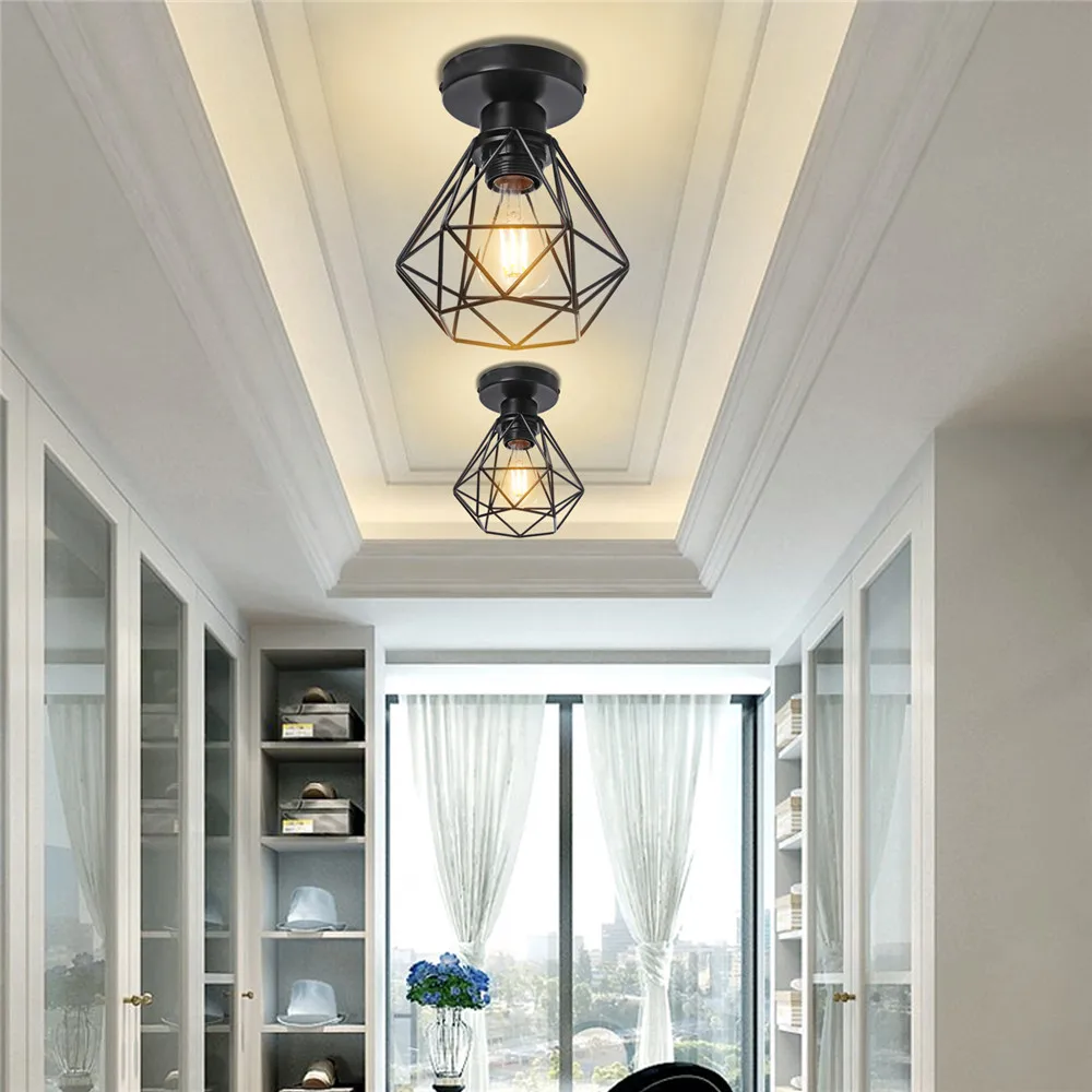 Retro Pendant Lamp Iron Frame Ceiling Lighting Paint Restaurant Teahouse Chandelier Indoor Wrought Metal Modern Pendant Lights