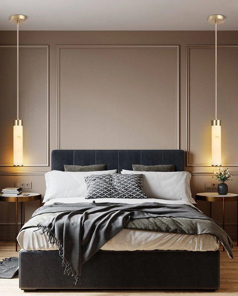 Retro-Style Imitation Marble Resin Dining Room Bedroom Pendant Light For Luxurious Restaurant Bar Area Ambient Lighting Fixture