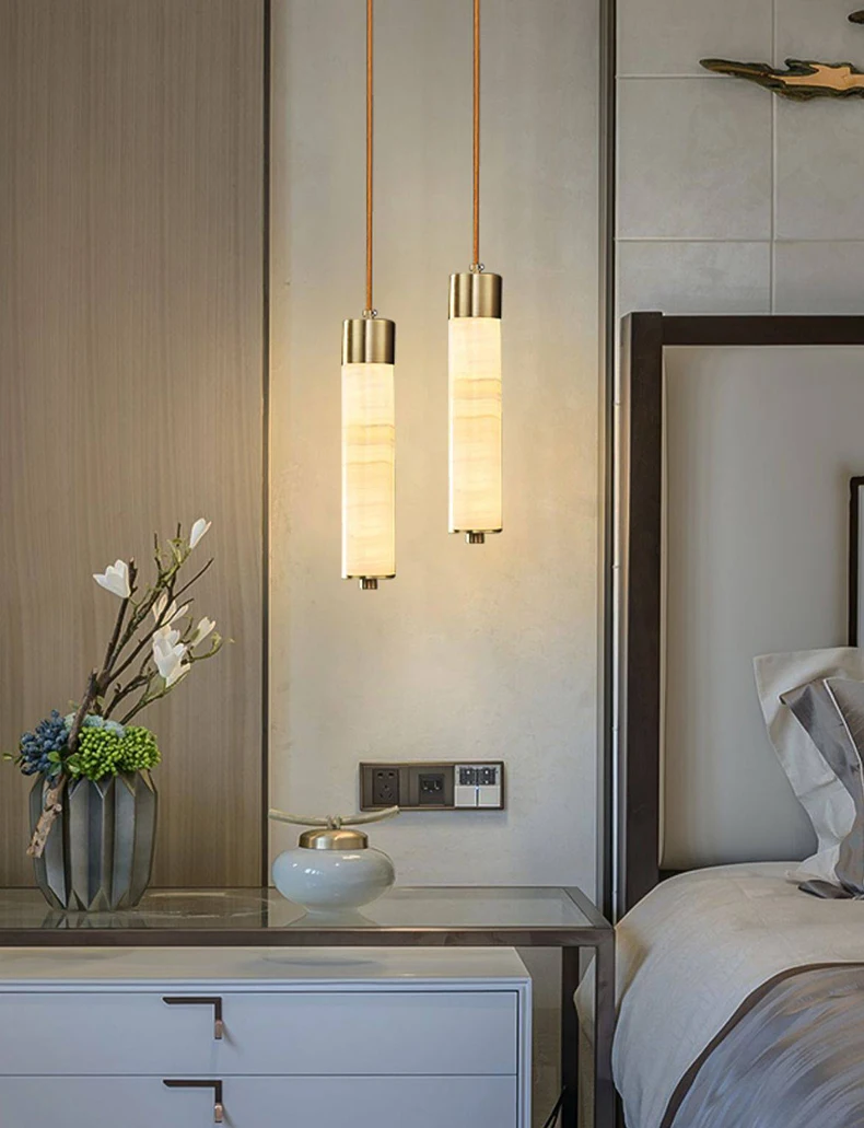 Retro-Style Imitation Marble Resin Dining Room Bedroom Pendant Light For Luxurious Restaurant Bar Area Ambient Lighting Fixture