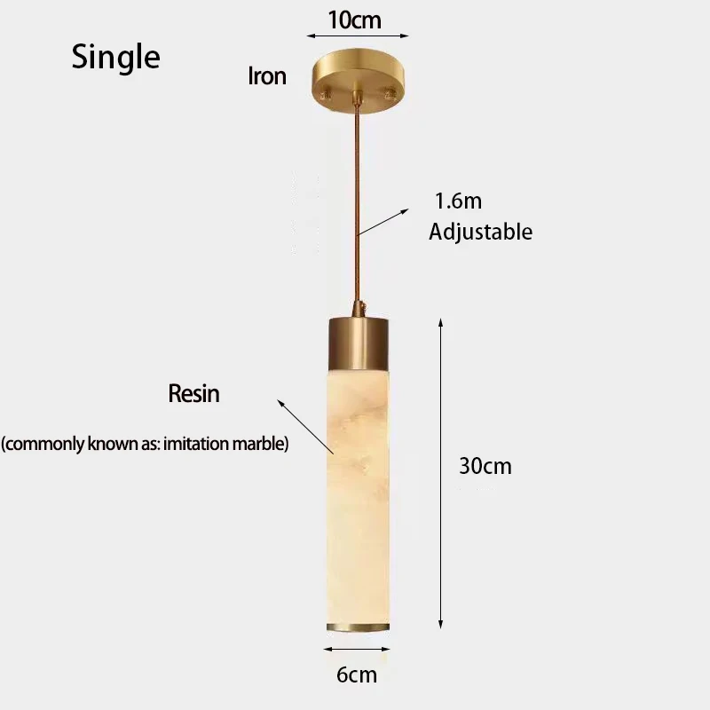Retro-Style Imitation Marble Resin Dining Room Bedroom Pendant Light For Luxurious Restaurant Bar Area Ambient Lighting Fixture
