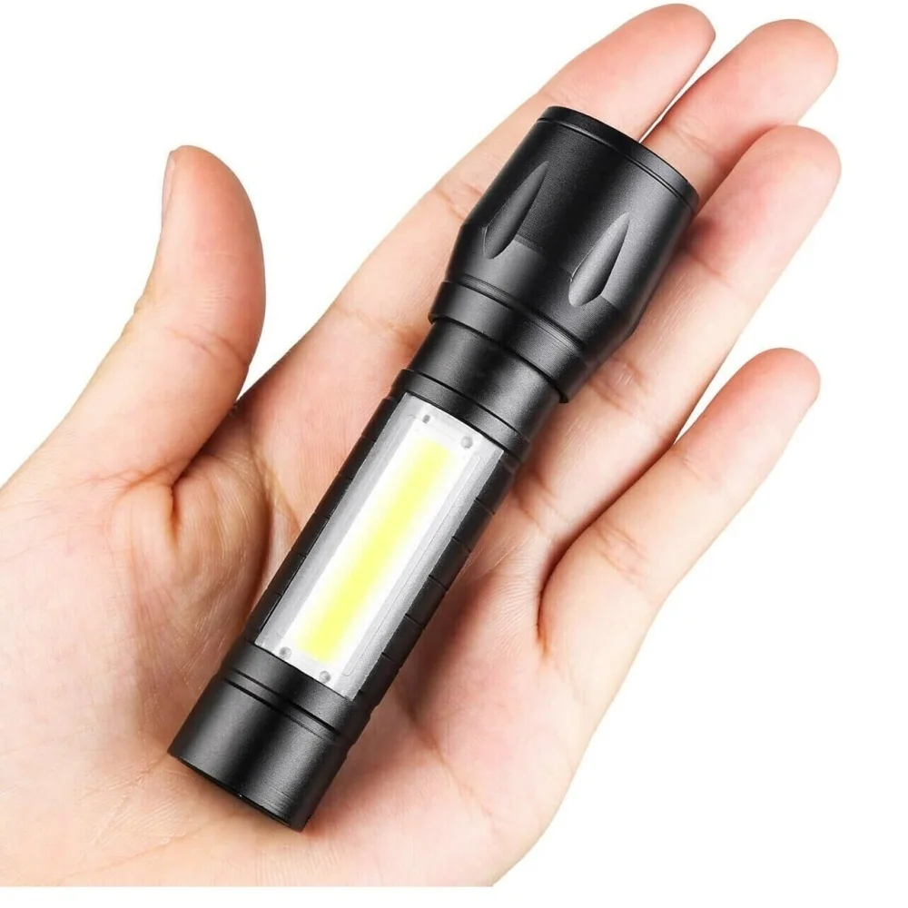 Led Flashlight Rechargeable USB Torch Mini Small Light With COB Flashlights Handheld Tiny Portable Pocket Keychain Flash Light