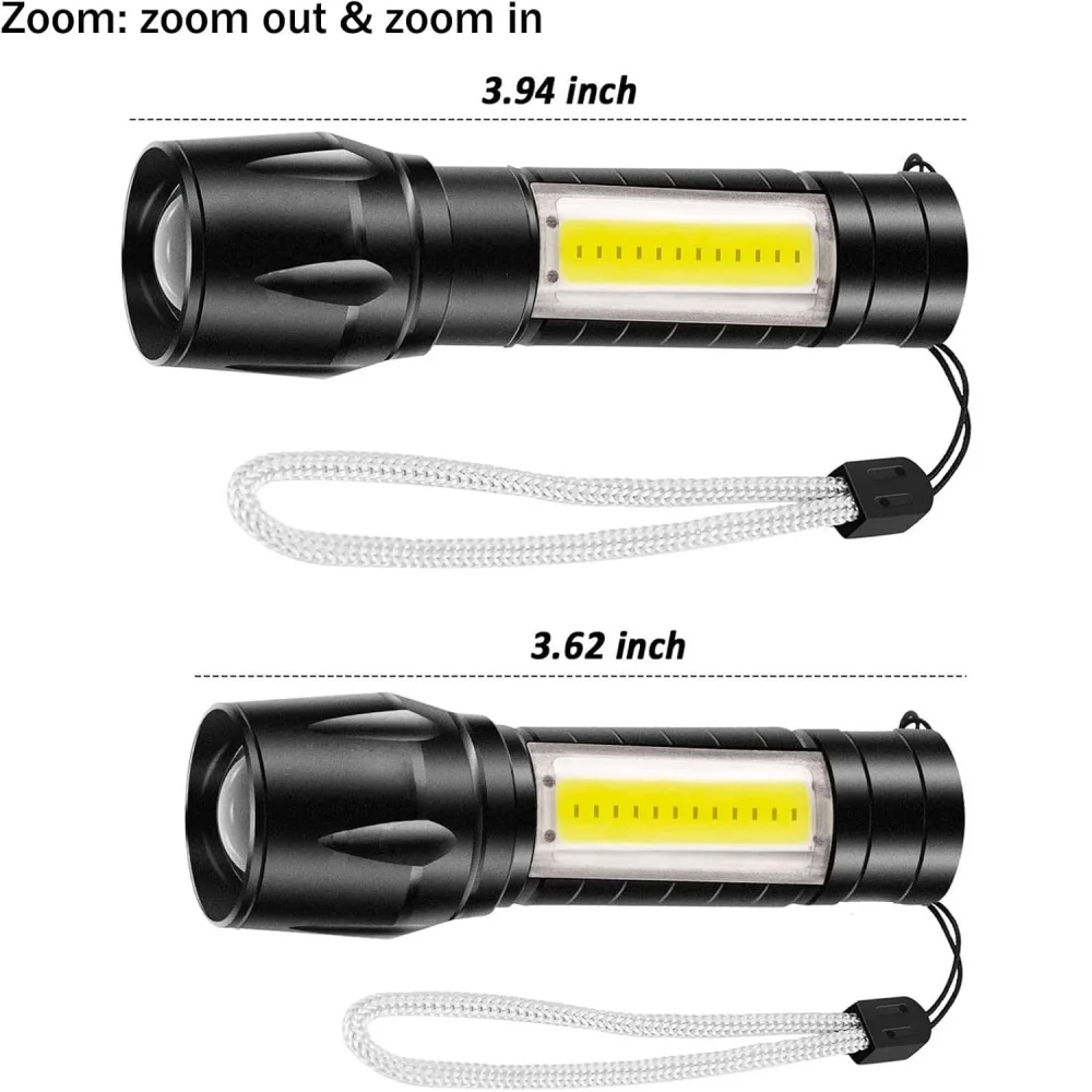 Led Flashlight Rechargeable USB Torch Mini Small Light With COB Flashlights Handheld Tiny Portable Pocket Keychain Flash Light