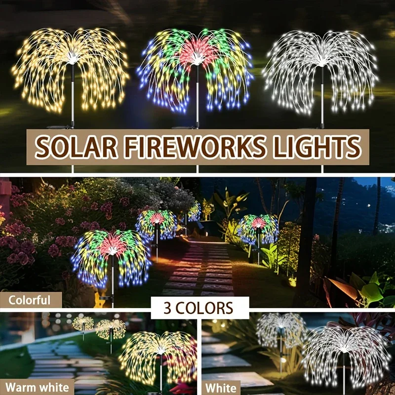 Garden Decor Solar Pathway Lights Outdoor Waterproof Firework Fairy Lights for Patio Lawn Yard Walkway Solar Outdoor Light