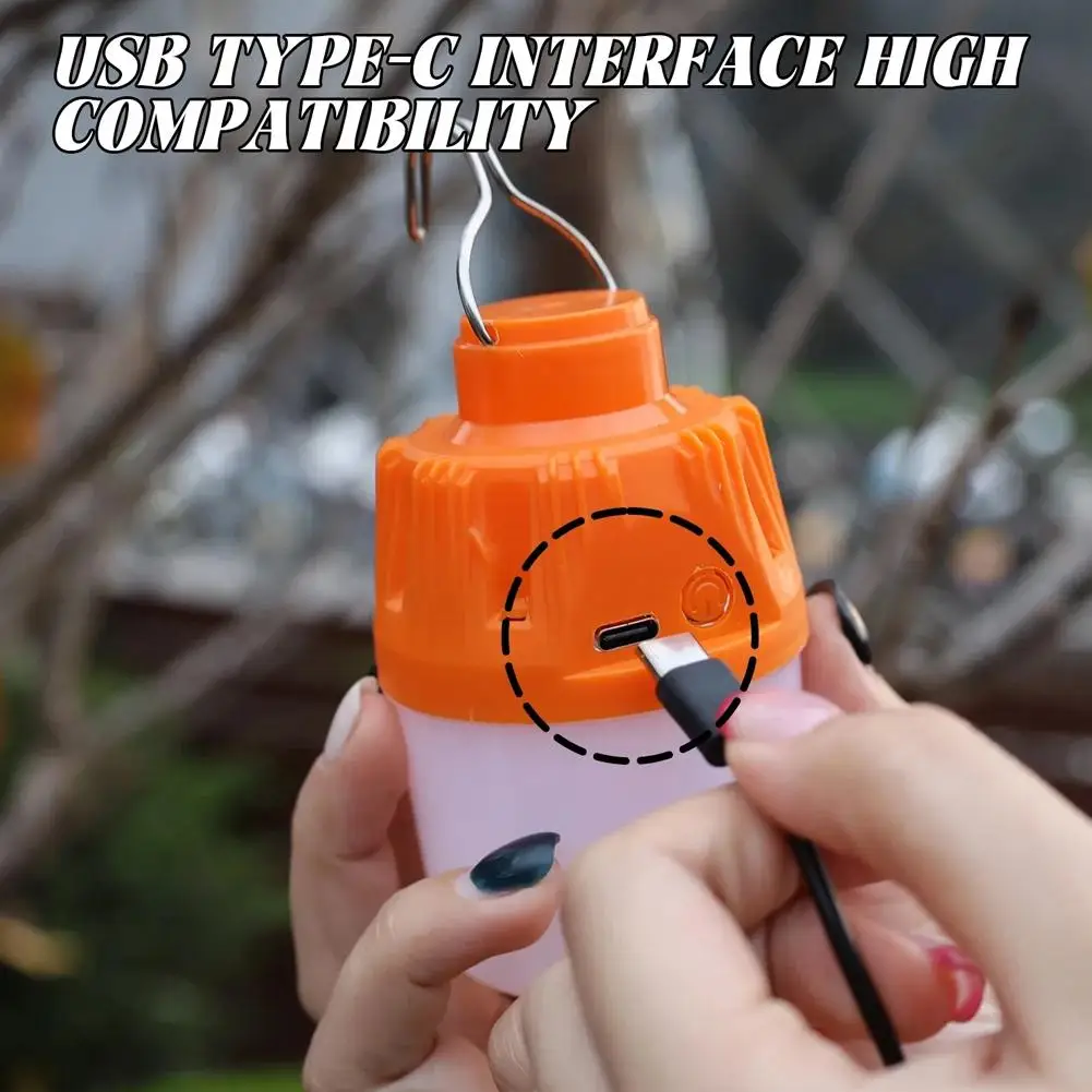 USB Rechargeable LED Camping Light, Dimmable Tent Lantern with Hook, Portable Emergency Lamp for Street Night Market & Hiking