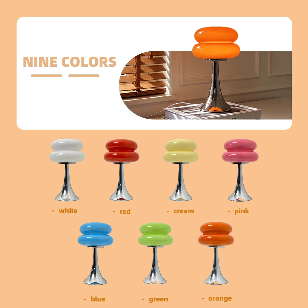 Murano Glass Stacked Ring Table Lamp Bauhaus Minimalist Bedside Lamp Decor Desk Light for Bedroom Dorm & Living Room