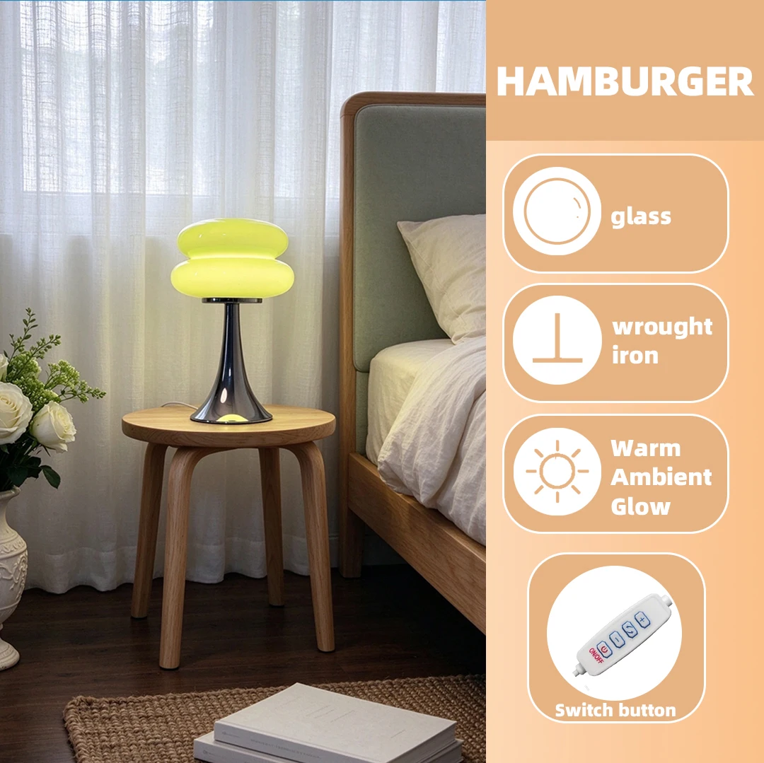 Murano Glass Stacked Ring Table Lamp Bauhaus Minimalist Bedside Lamp Decor Desk Light for Bedroom Dorm & Living Room