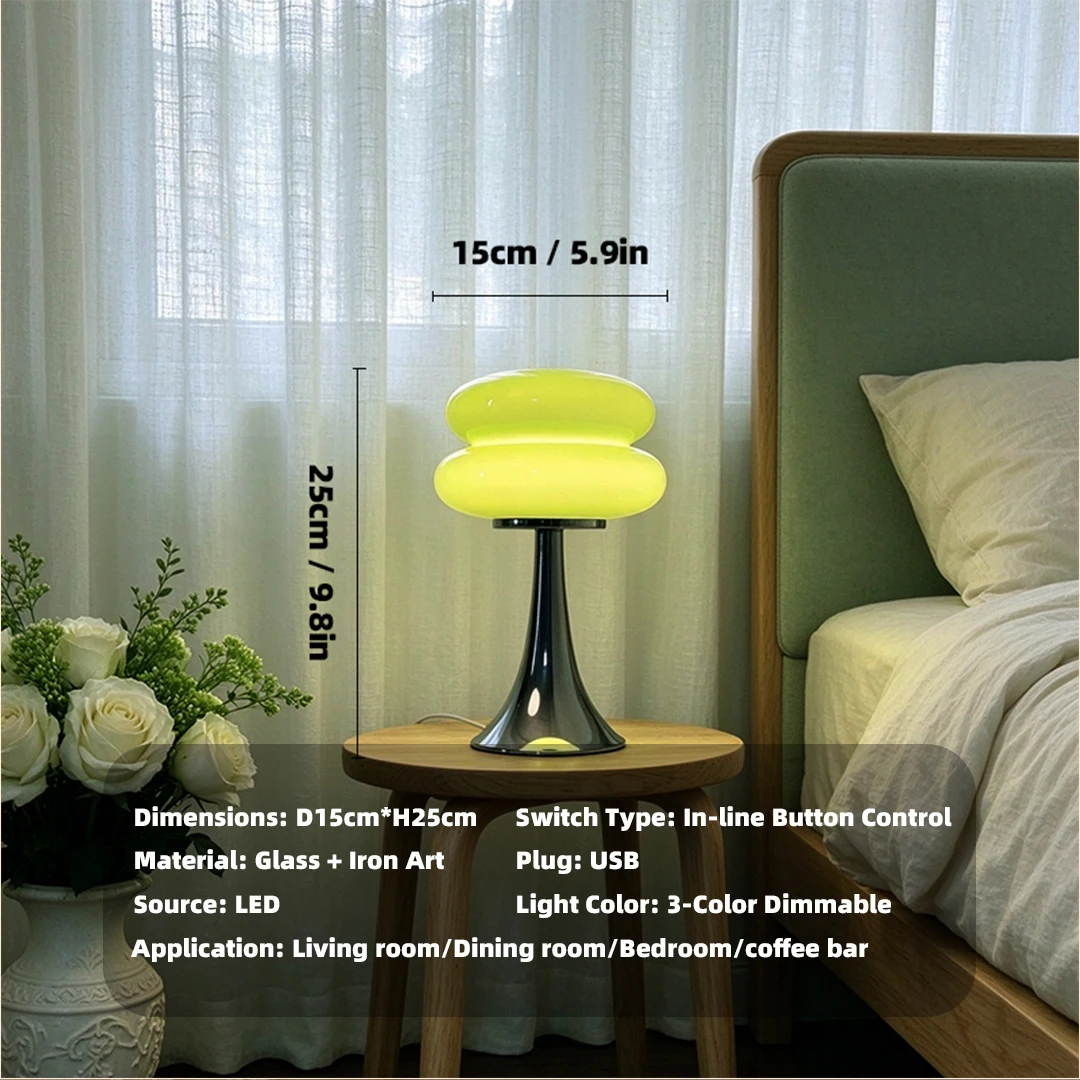 Murano Glass Stacked Ring Table Lamp Bauhaus Minimalist Bedside Lamp Decor Desk Light for Bedroom Dorm & Living Room