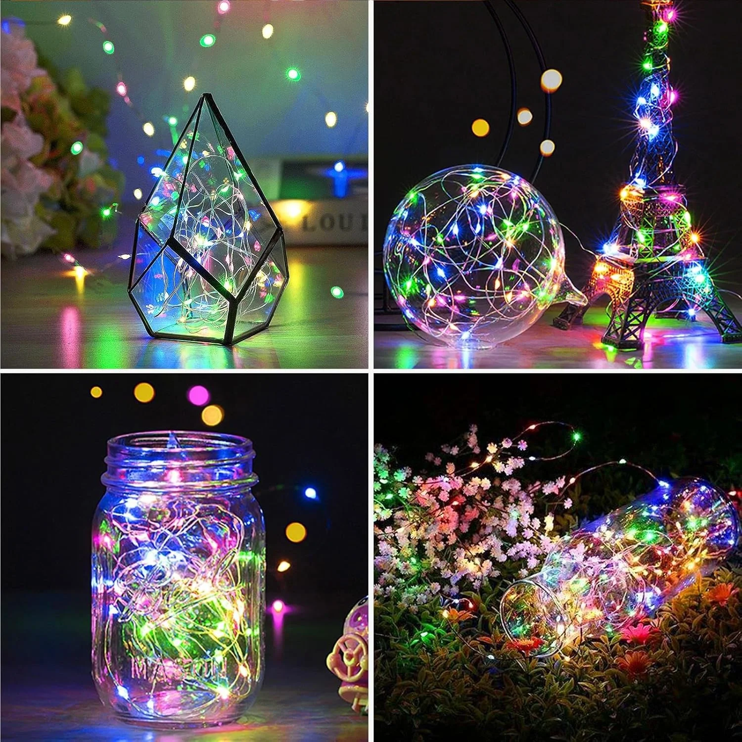 10 Packs 1/2/3M Mini String Lights Silver Wire Firefly Starlight Suitable For Wedding Party Easter Bedroom Valentine'S Day Decor