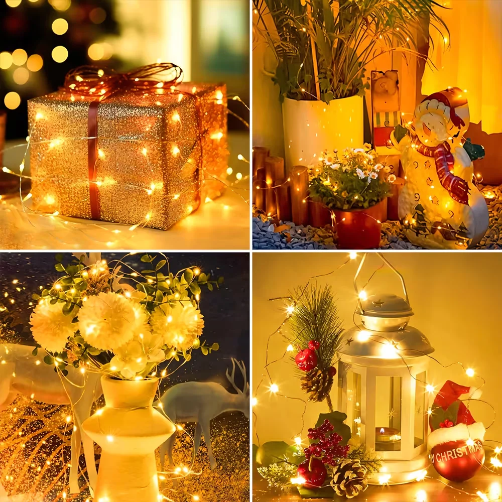 10 Packs 1/2/3M Mini String Lights Silver Wire Firefly Starlight Suitable For Wedding Party Easter Bedroom Valentine'S Day Decor