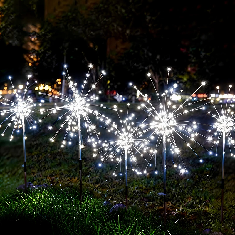 Solar Firework Ground Socket Lights Outdoor LED Lawn Fairy Lights Waterproof Garden Decor for Patio Pathway Yard Balcony