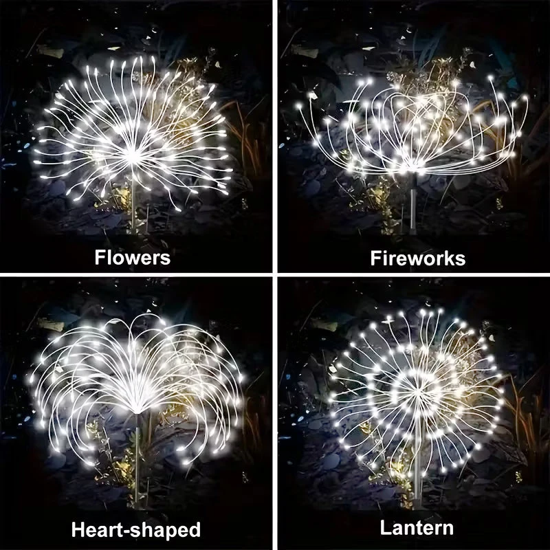 Solar Firework Ground Socket Lights Outdoor LED Lawn Fairy Lights Waterproof Garden Decor for Patio Pathway Yard Balcony