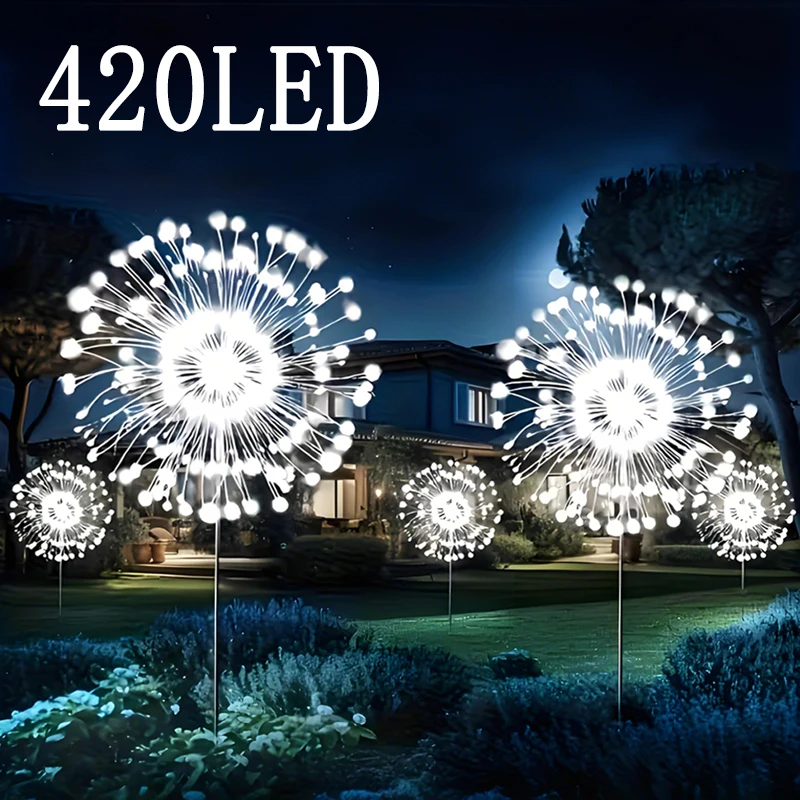 Solar Firework Ground Socket Lights Outdoor LED Lawn Fairy Lights Waterproof Garden Decor for Patio Pathway Yard Balcony