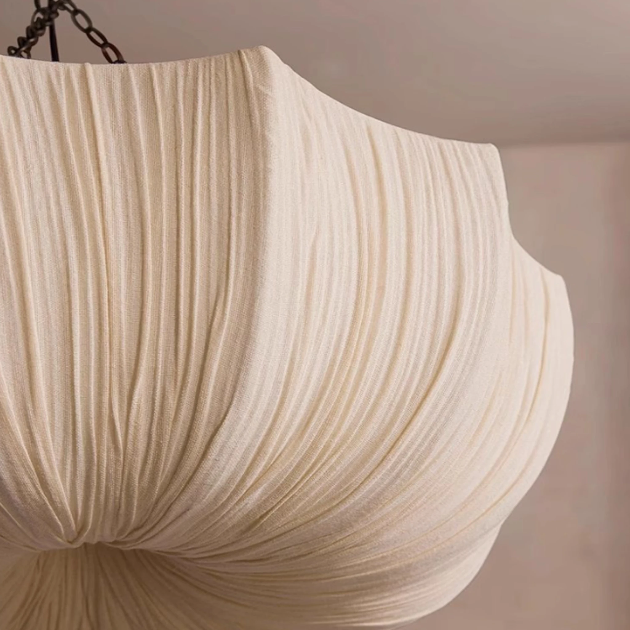 Fabric Pendant Light E27 Iron Chain Ceiling Lamp 3-Light Hanging Lamp for Dining Room Kitchen Island Bedroom Cafe Home Lighting
