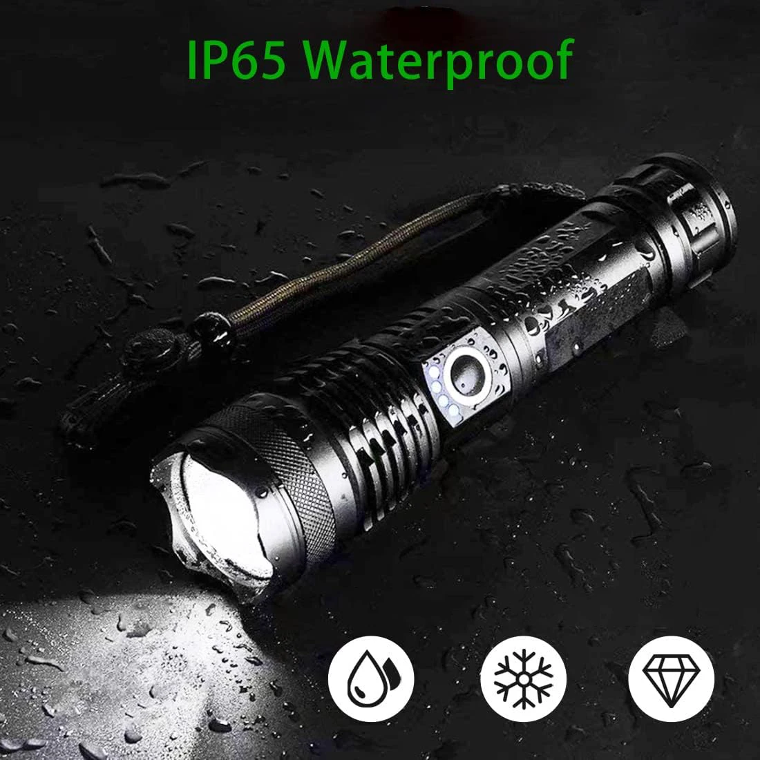 High Power LED Flashlight Super Bright Aluminum Alloy Rechargeable 26650 Battery Zoomable Flash Light for Camping