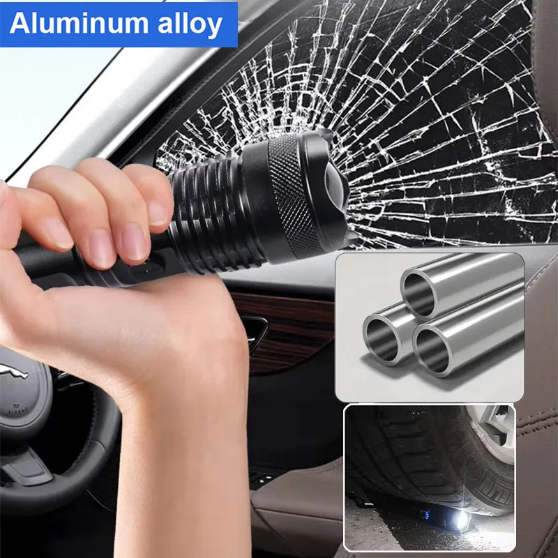 High Power LED Flashlight Super Bright Aluminum Alloy Rechargeable 26650 Battery Zoomable Flash Light for Camping
