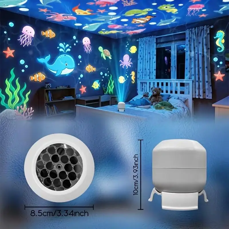 LED Starry Ocean Projector Light, Ocean Rotating Dynamic Projection Night Light, USB Plug-in Ambient Lamp, Decorative Lighting