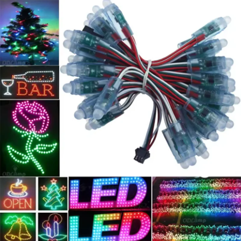2026 50pcs T1000S Kits DC5V 12mm WS2811 IC Full Color Pixel LED Module Light IP68 Waterproof RGB Color Digital LED Pixel Light