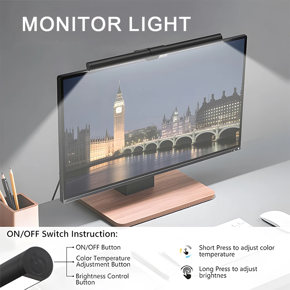 Desktop PC Monitor Screen Hanging Light Bar RGB Atmosphere Lighting For Learning/Working/Gaming Screen Eye Protection Lamp