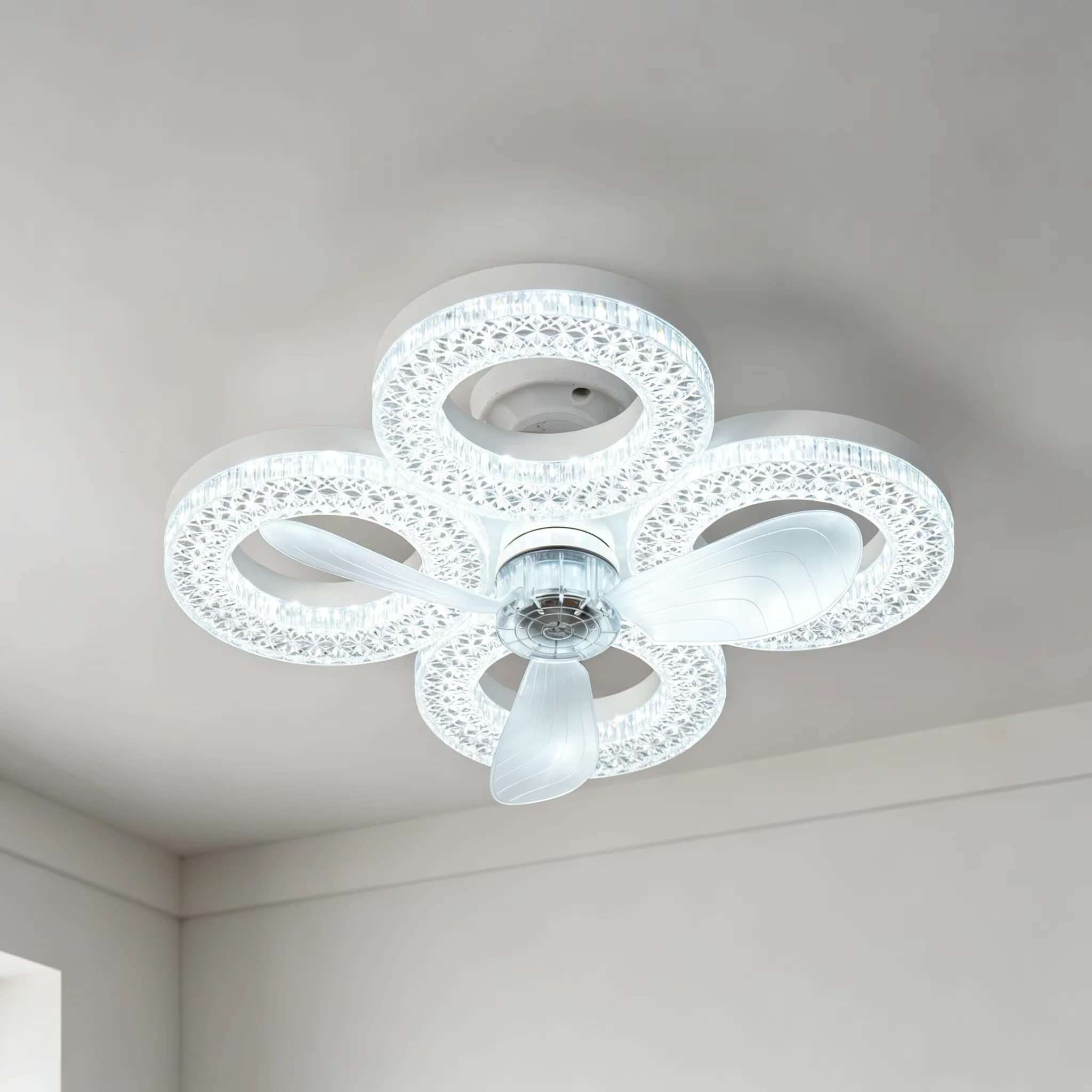 Smart LED Ceiling Fan Light 48W with Remote 3 Wind Speeds 2/4H Timer 3000K-6500K for Living Room Bedroom