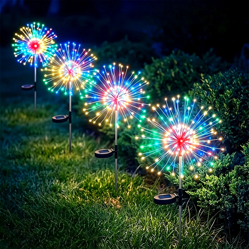 Solar Dandelion Firework Light Outdoor Waterproof Garden Fairy Lights for Christmas Halloween New Year Yard Patio Lawn Decor