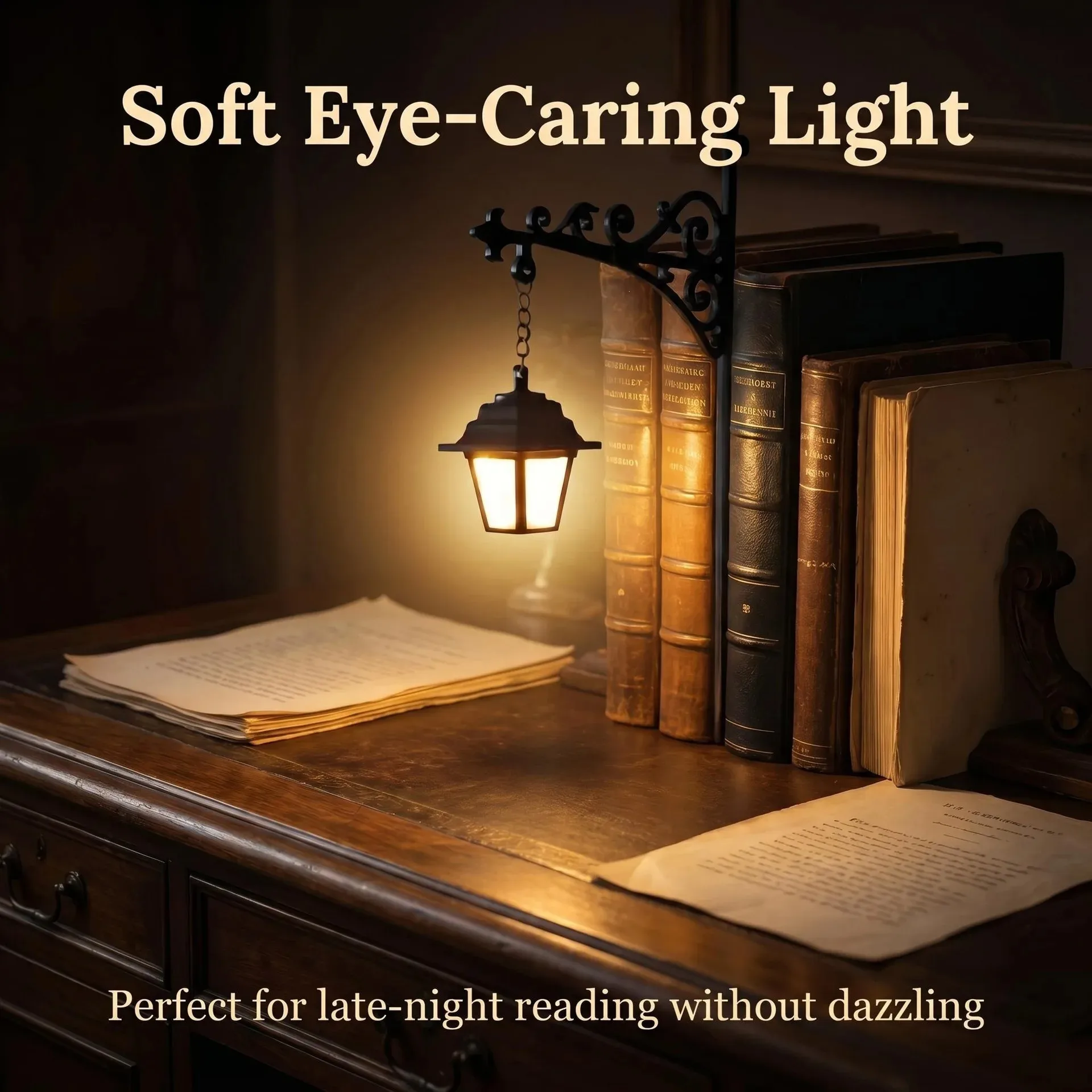 Vintage Gothic Metal Reading Lamp LED Night Light Ornament Book Decor Hanging Bookshelf Lamp for study Home Library