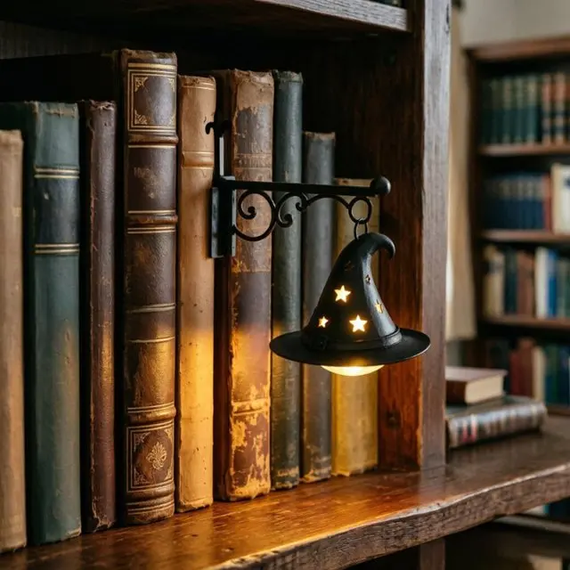 Vintage Gothic Metal Reading Lamp LED Night Light Ornament Book Decor Hanging Bookshelf Lamp for study Home Library