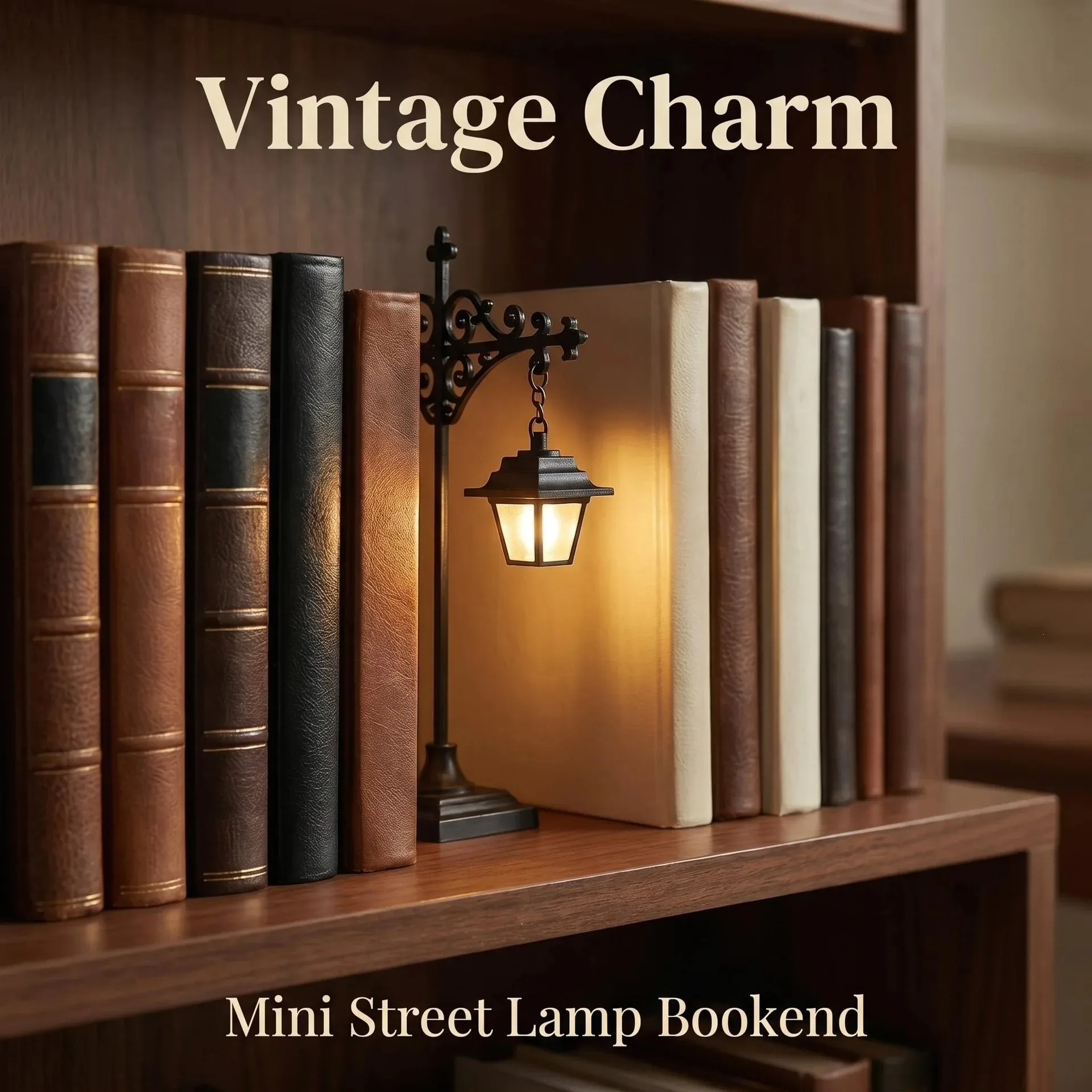 Vintage Gothic Metal Reading Lamp LED Night Light Ornament Book Decor Hanging Bookshelf Lamp for study Home Library