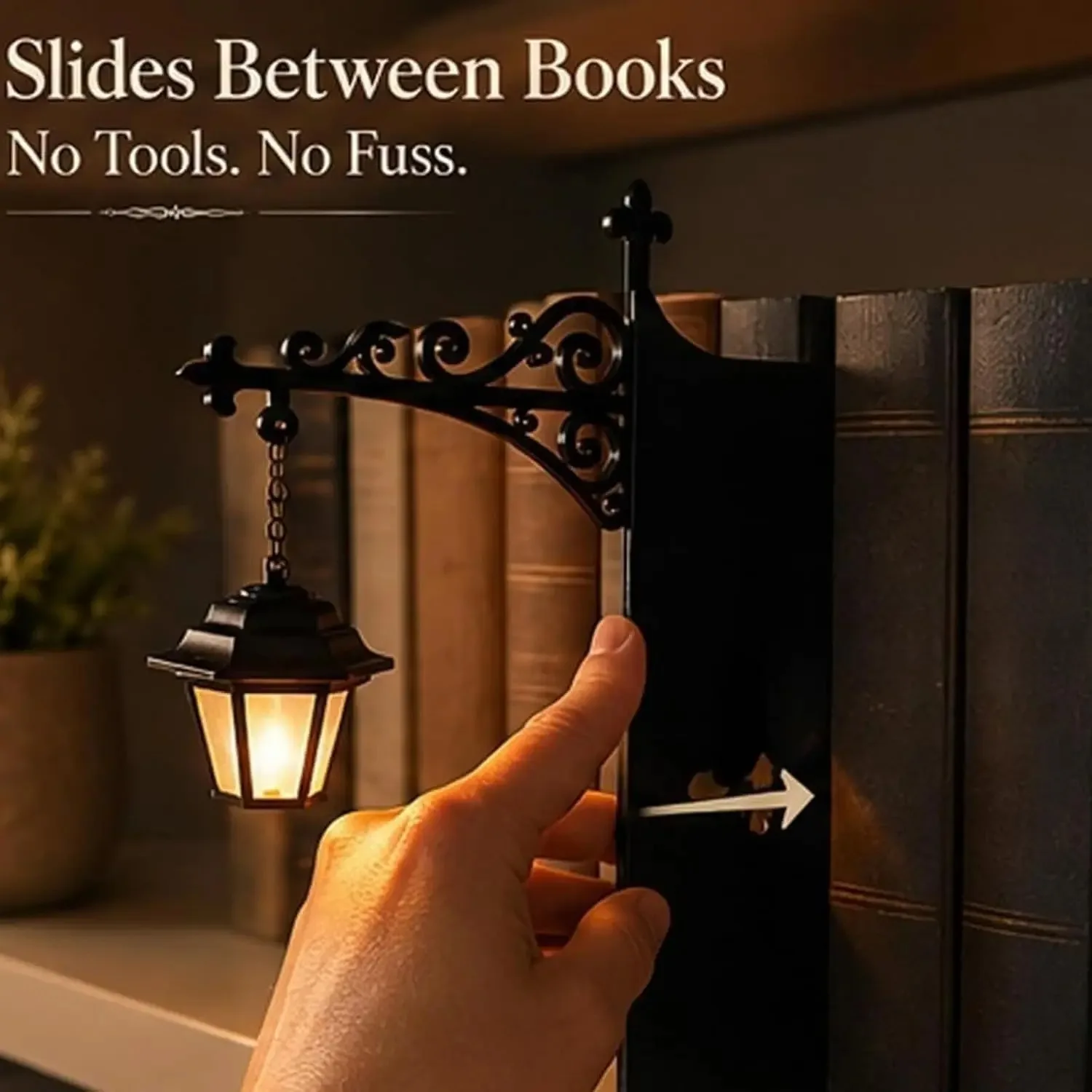 Vintage Gothic Metal Reading Lamp LED Night Light Ornament Book Decor Hanging Bookshelf Lamp for study Home Library