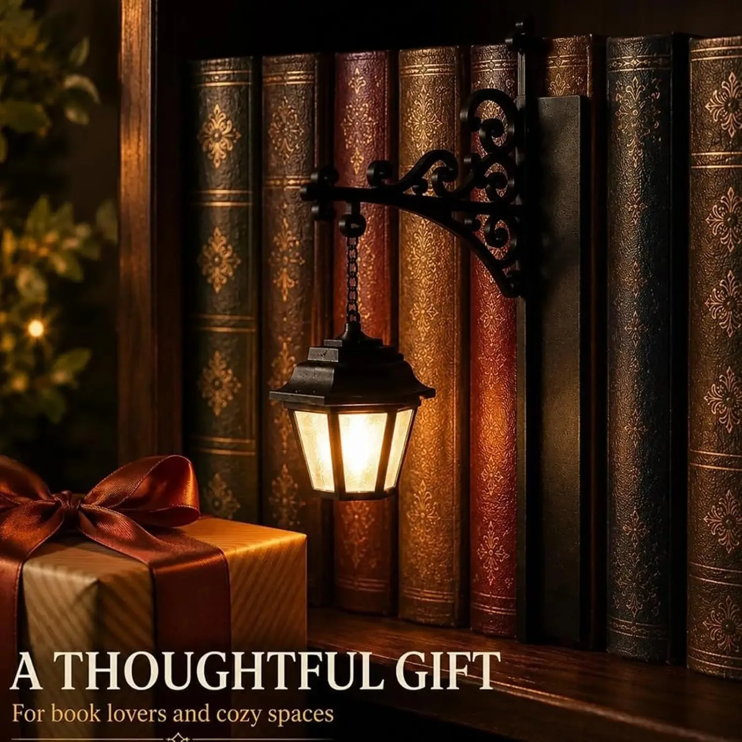 Vintage Gothic Metal Reading Lamp LED Night Light Ornament Book Decor Hanging Bookshelf Lamp for study Home Library