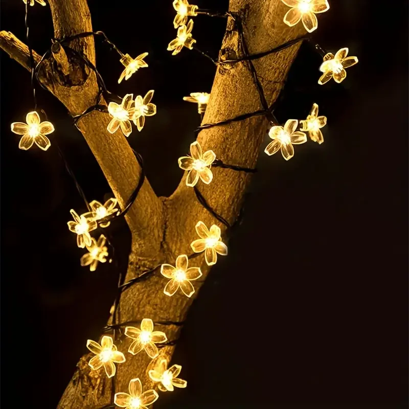Outdoor Solar Cherry Blossom LED String Lights 20 50 100 200 LED Flower Fairy Lights for Christmas New Year Garden Party Decor