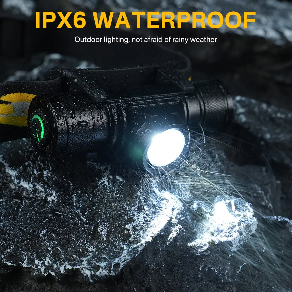 BORUiT D10 1000LM LED Headlamp Powerful Lightweight Headlight Type-C Rechargeable Head Torch Waterproof Camping Fishing Lantern
