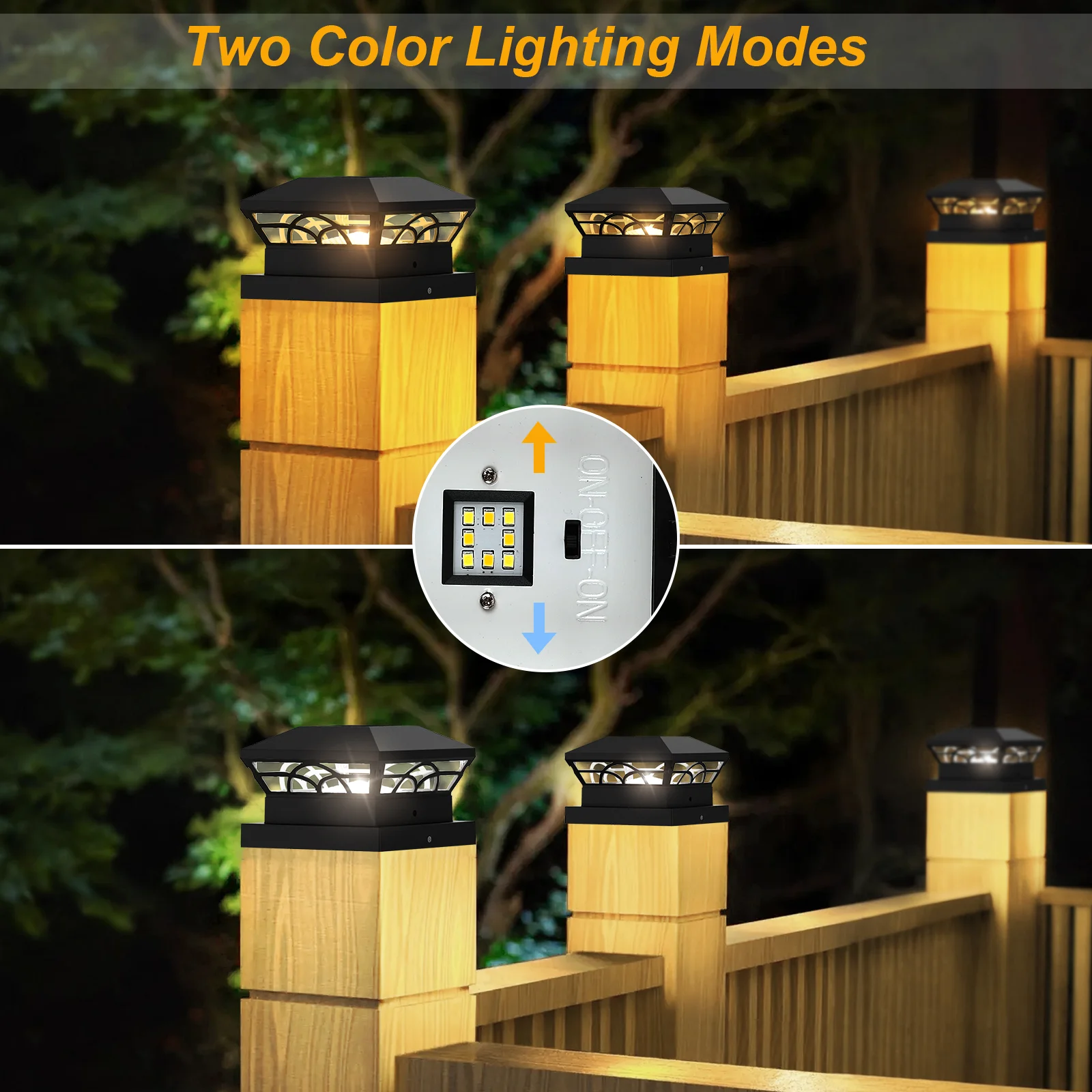 1/2/4PC Solar Light Outdoor IP65 Solar Post Light Villa Column Lamp Fence Gate Pillar Head LED Lamp For House Gate Patio Garden