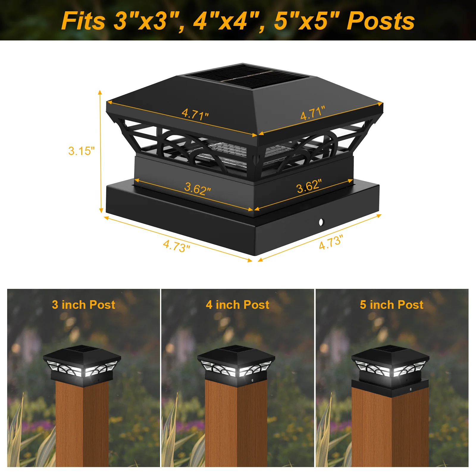 1/2/4PC Solar Light Outdoor IP65 Solar Post Light Villa Column Lamp Fence Gate Pillar Head LED Lamp For House Gate Patio Garden