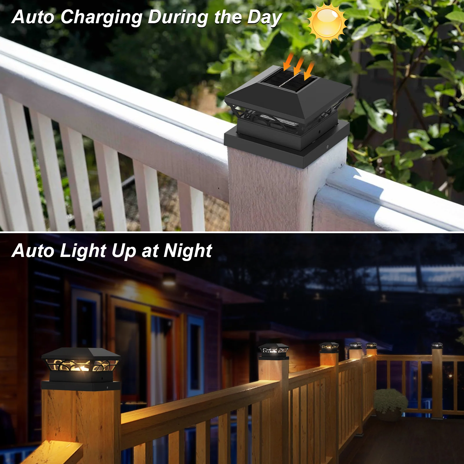 1/2/4PC Solar Light Outdoor IP65 Solar Post Light Villa Column Lamp Fence Gate Pillar Head LED Lamp For House Gate Patio Garden
