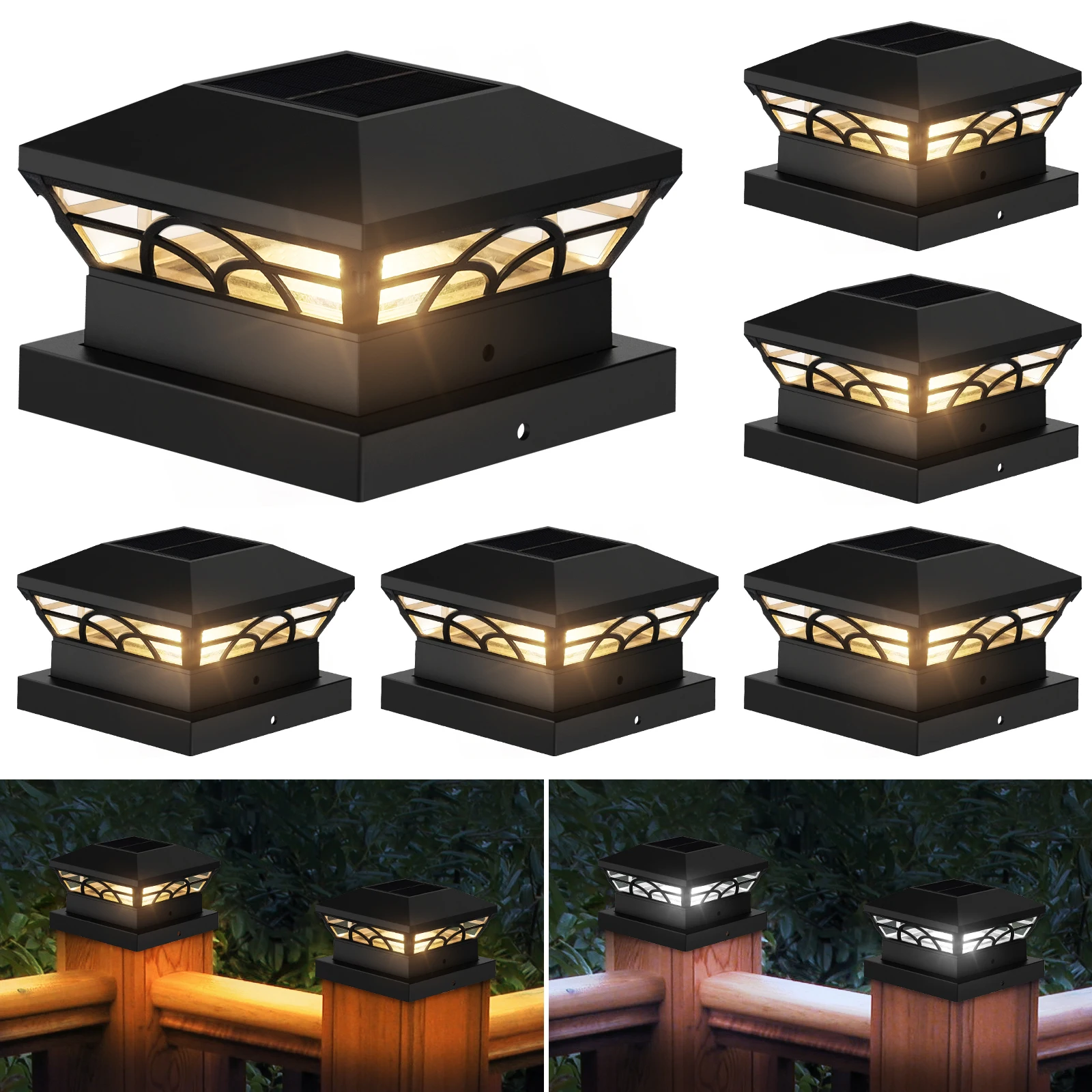 1/2/4PC Solar Light Outdoor IP65 Solar Post Light Villa Column Lamp Fence Gate Pillar Head LED Lamp For House Gate Patio Garden