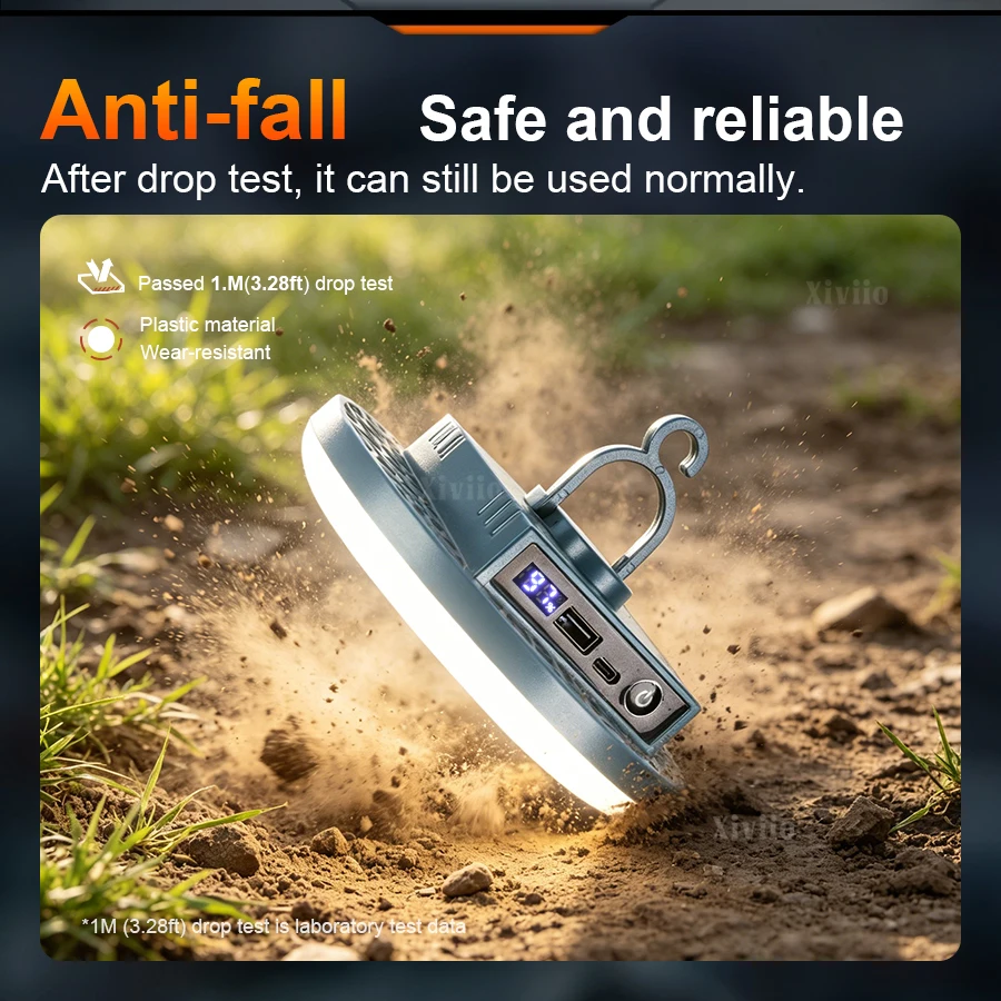 8000000LM Outdoor Camping Light Type-C Rechargeable Portable Lamp Emergency Night Market LED Camping Tent Light With Magnet Hook