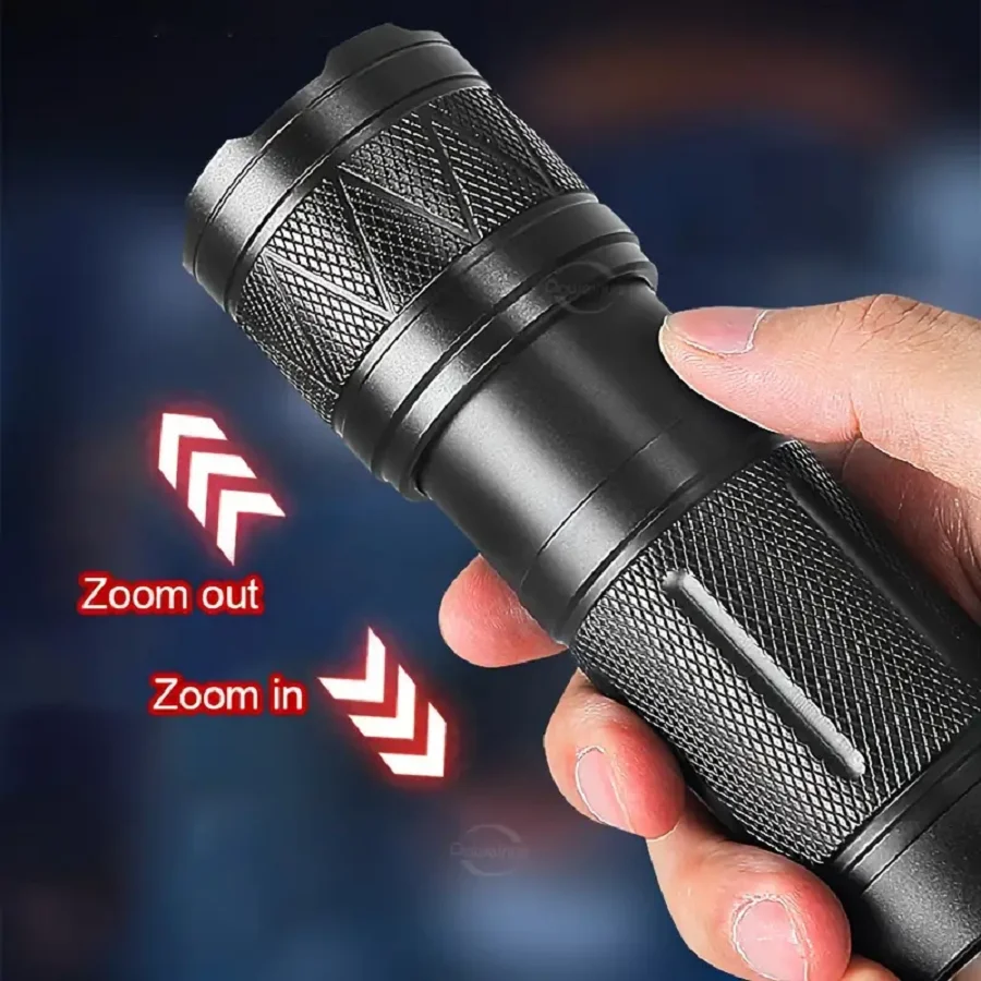 Paweinuo LED Handheld Flashlight Ultra-Bright 50000Lumens 12000mAh Rechargeable Battery Powerful Torch Zoomable Tactical Lantern