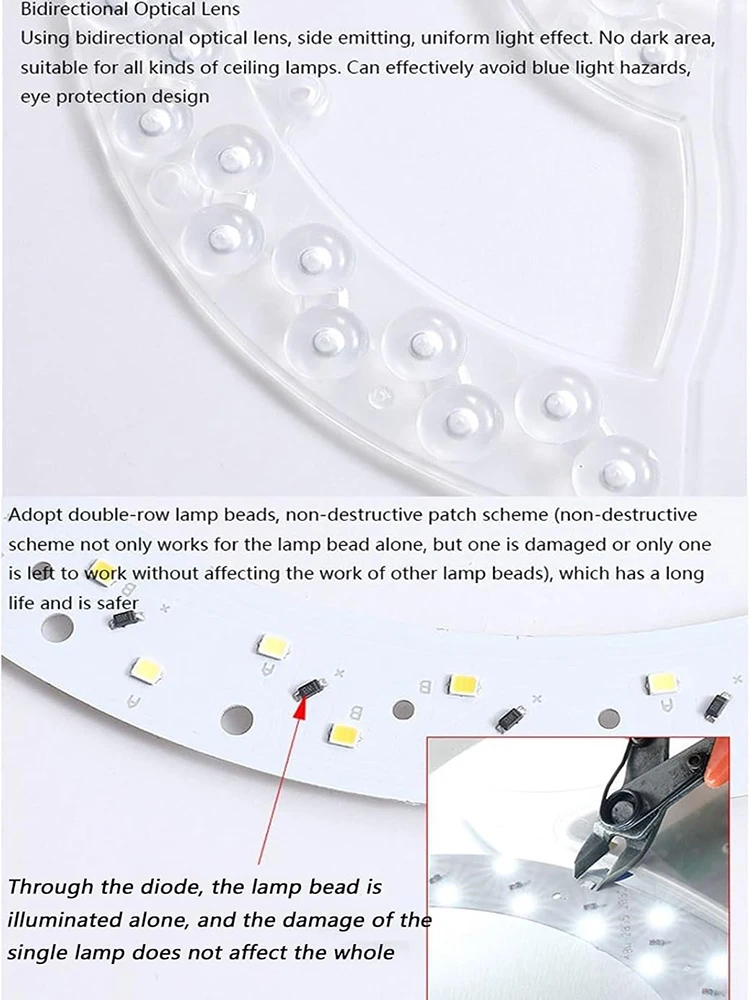 Led Panel Ceiling Light 48W 96W 120W Panel Led Round Replacement Module AC220V-240V Stepless Dimmable Led Module