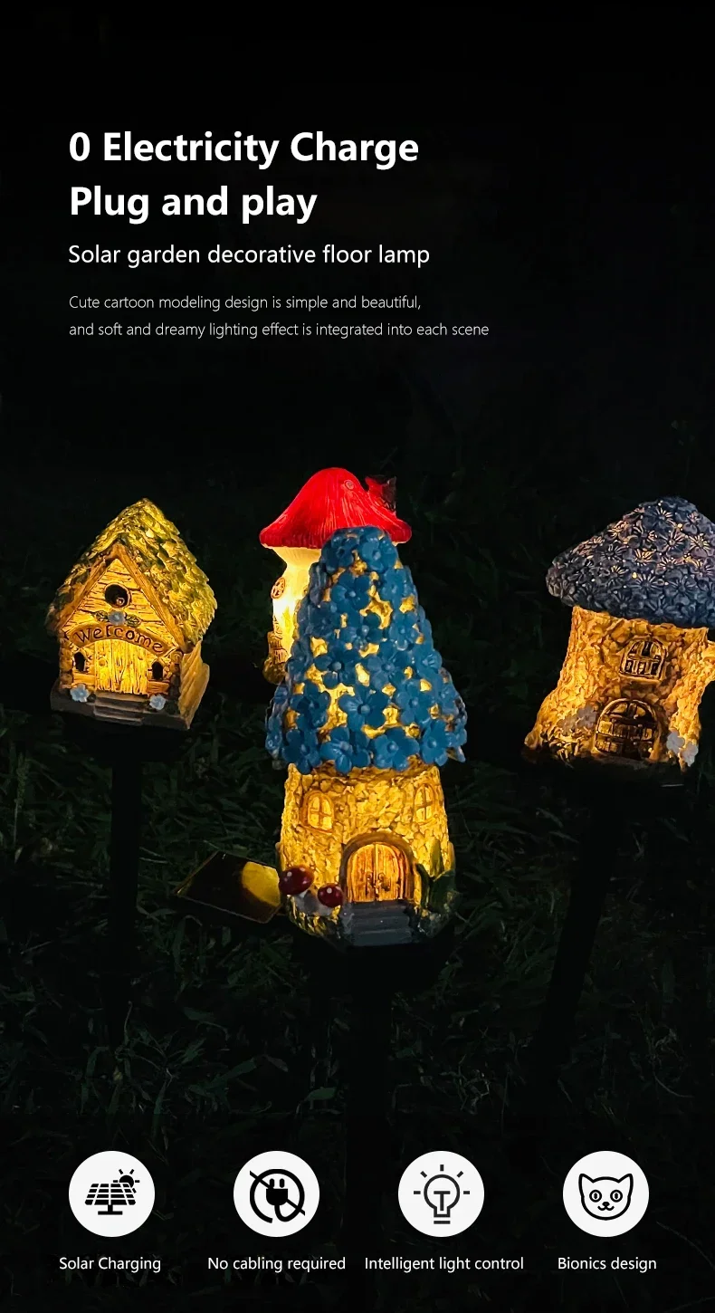 Solar Powered Fairy House Lawn Lamp Solar Led Light Outdoor Garden Decoration Lamp Waterproof Solar Lights