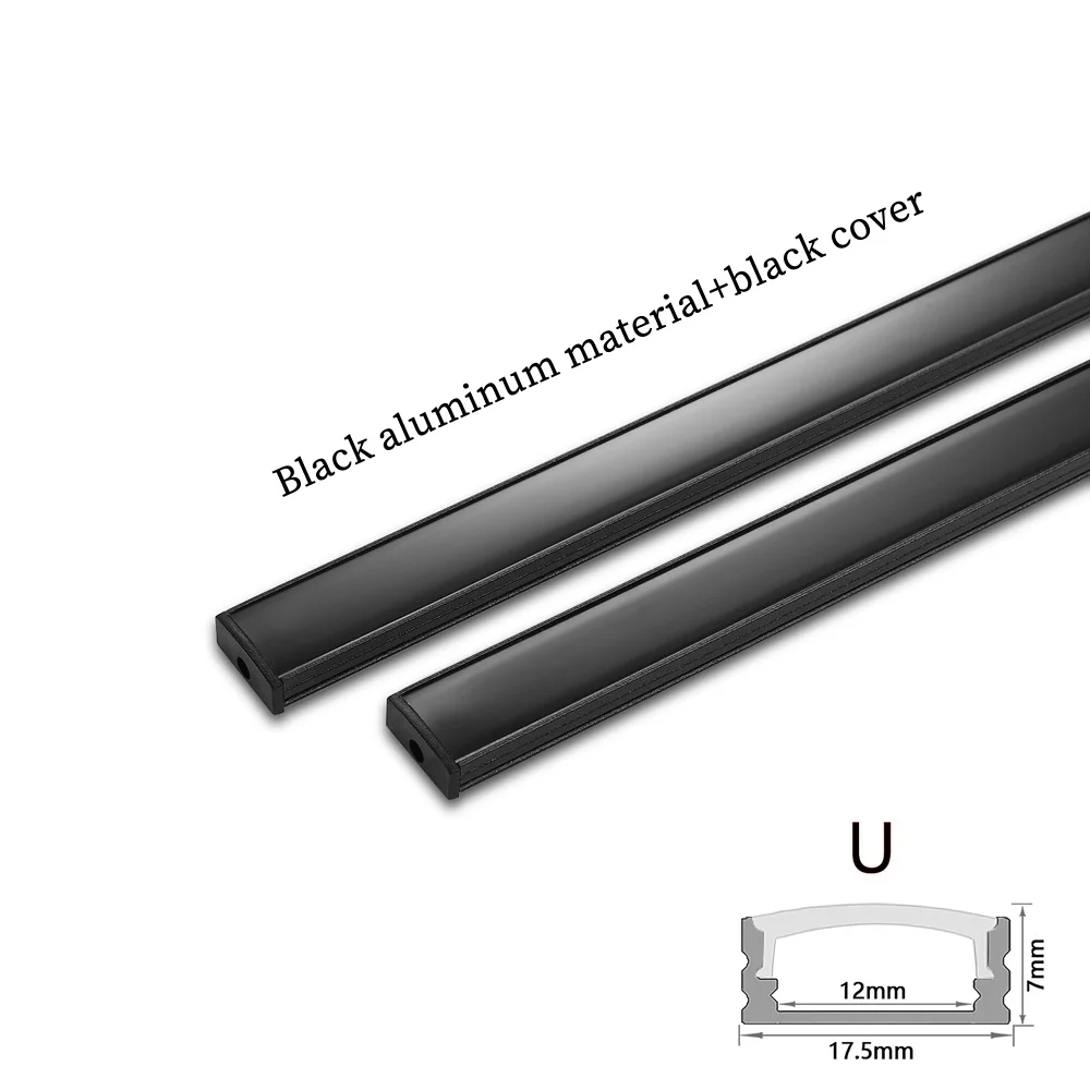 1-30Pcs/lot LED Aluminum profile 0.5m/pcs U/V shape Corner for 5050 2835 LED Strip Bar Lamp channel Holder White/Black Cover