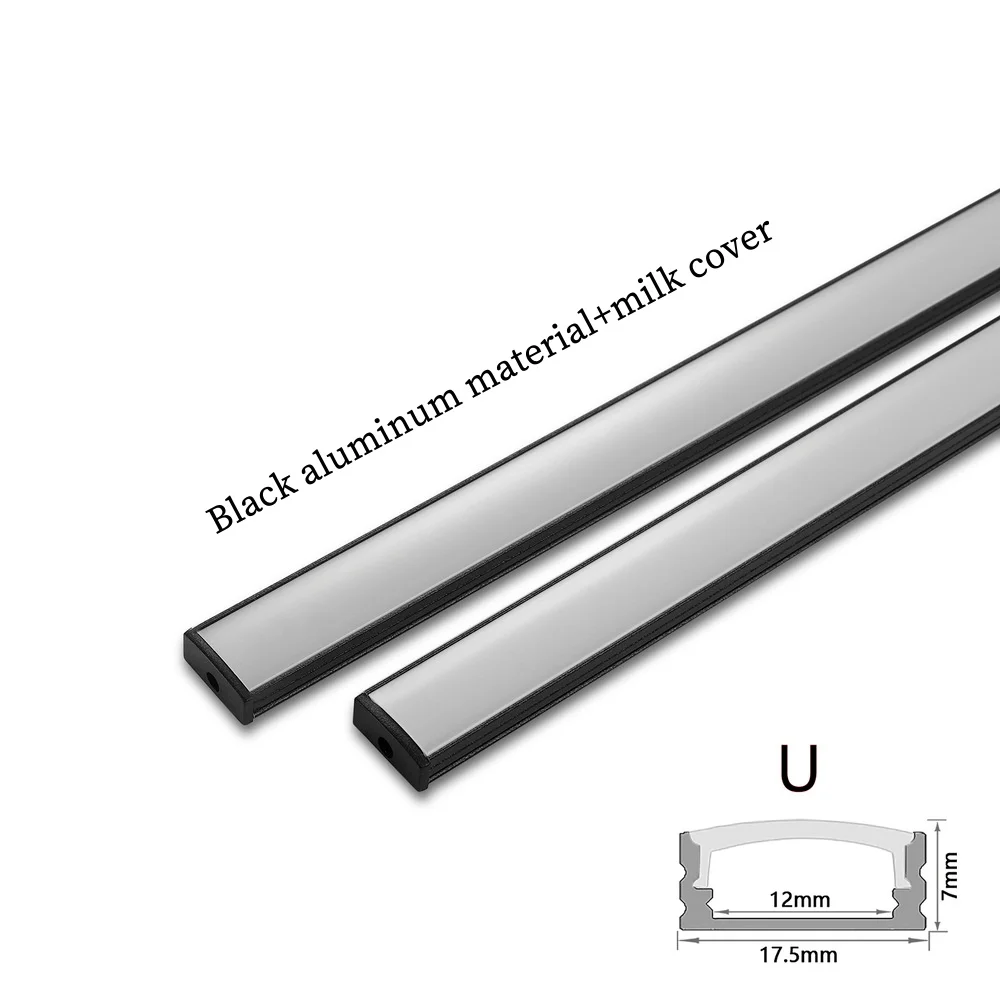 1-30Pcs/lot LED Aluminum profile 0.5m/pcs U/V shape Corner for 5050 2835 LED Strip Bar Lamp channel Holder White/Black Cover