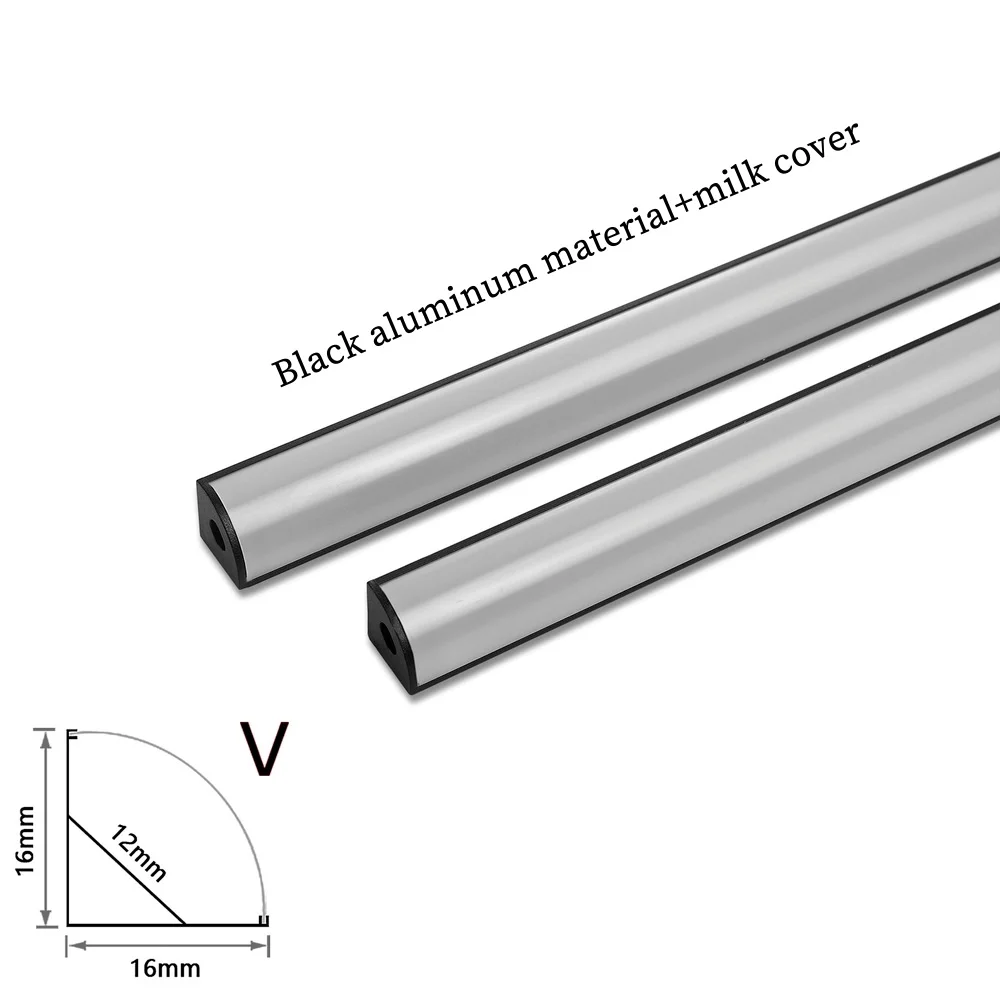 1-30Pcs/lot LED Aluminum profile 0.5m/pcs U/V shape Corner for 5050 2835 LED Strip Bar Lamp channel Holder White/Black Cover
