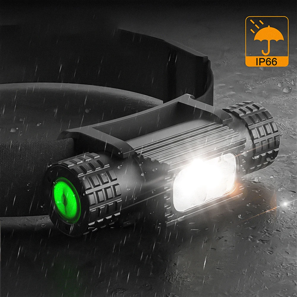 LED Mini Headlamp UV 395nm Power White Purple Headlight 18650 Rechargeable USB Type-C Torch Camping Hunting Flashlight Lamp