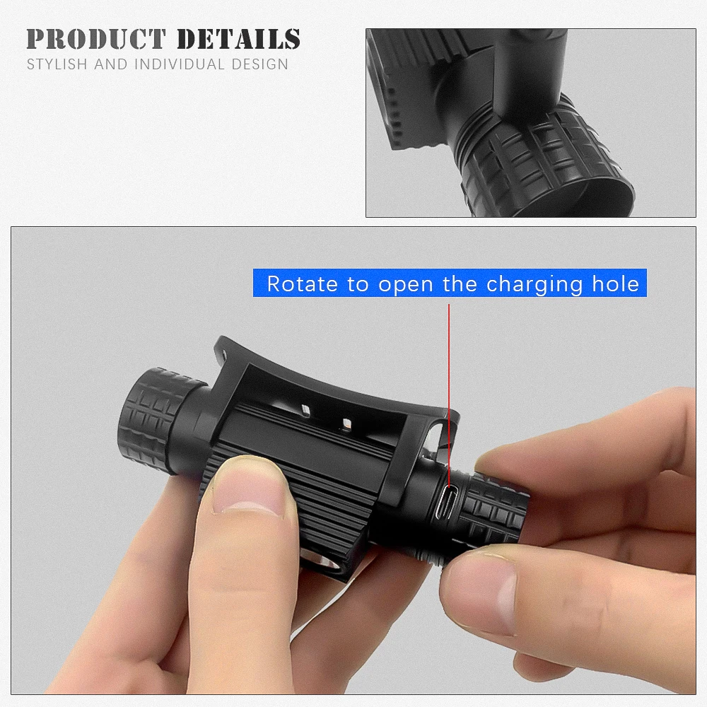 LED Mini Headlamp UV 395nm Power White Purple Headlight 18650 Rechargeable USB Type-C Torch Camping Hunting Flashlight Lamp