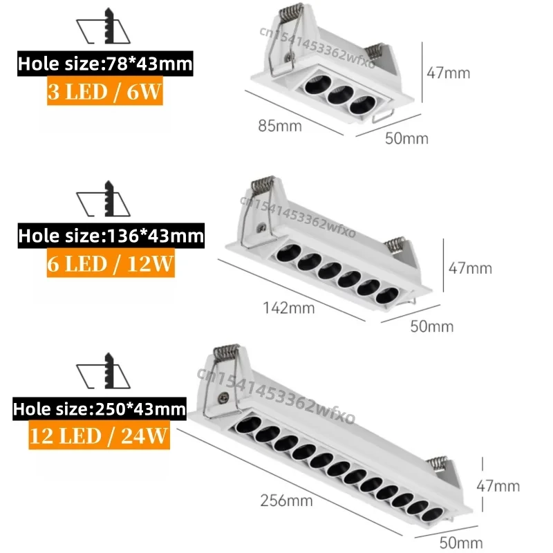 Dimmable Mini COB Downlight Spotlight Recessed Linear Light 6W12W24W Grille Light LED Ceiling Light Home Store Interior Lighting