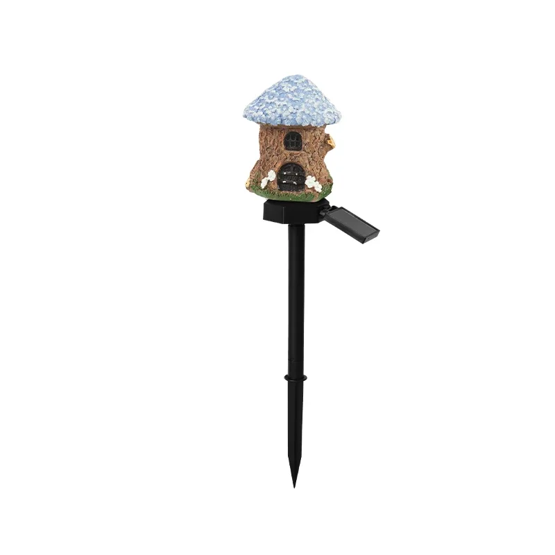 LED Solar Lawn Light Multi Craft Miniature Fairy House Solar Powered Outdoor Decor LED Garden Light Resin Cottage Christmas Lamp
