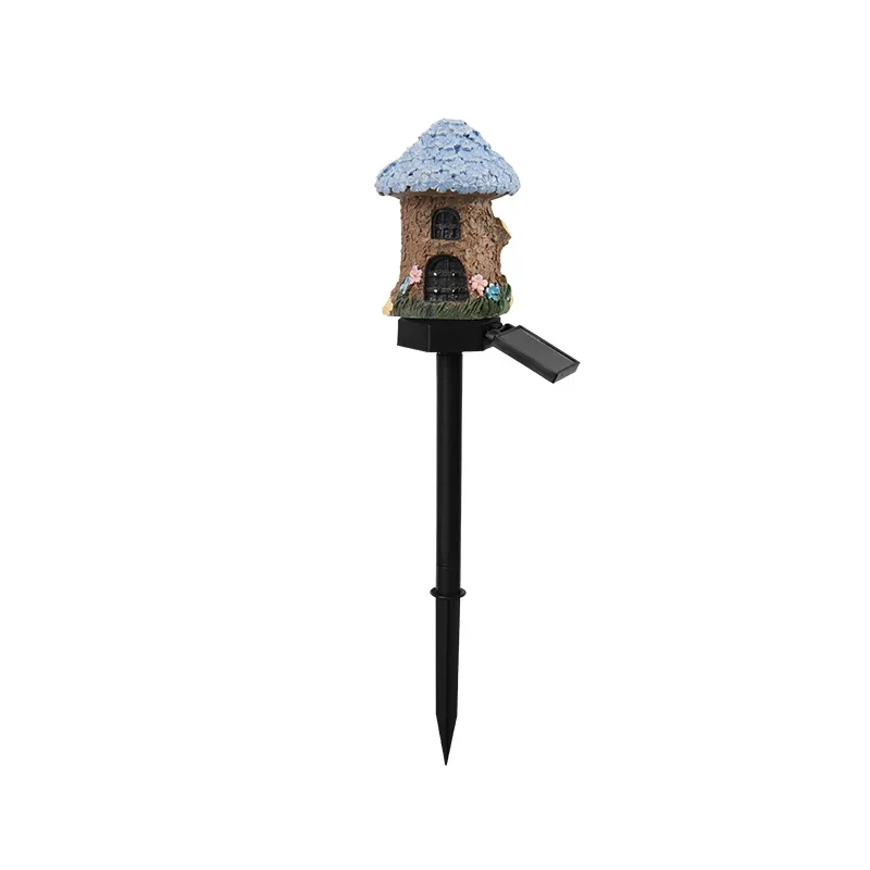 LED Solar Lawn Light Multi Craft Miniature Fairy House Solar Powered Outdoor Decor LED Garden Light Resin Cottage Christmas Lamp