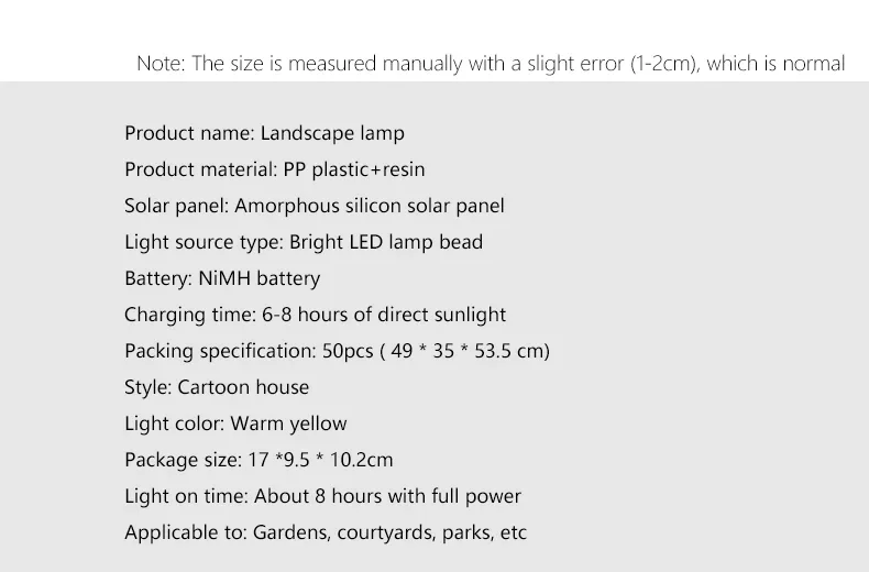 LED Solar Lawn Light Multi Craft Miniature Fairy House Solar Powered Outdoor Decor LED Garden Light Resin Cottage Christmas Lamp