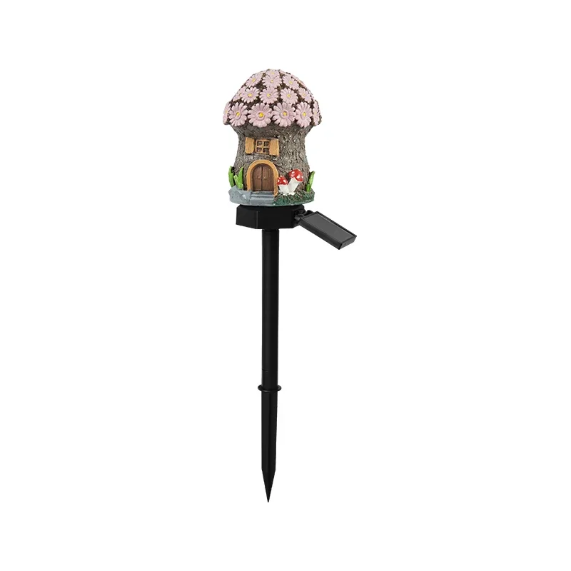LED Solar Lawn Light Multi Craft Miniature Fairy House Solar Powered Outdoor Decor LED Garden Light Resin Cottage Christmas Lamp